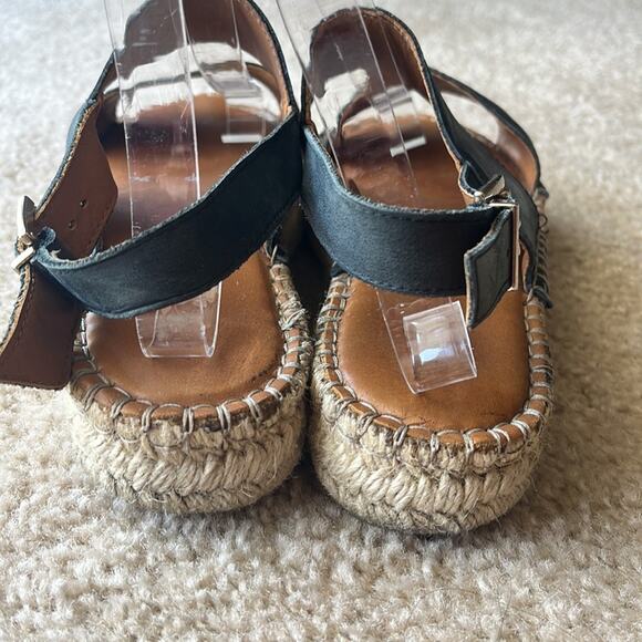 Alohas double black leather straps espadrilles sandals. - Picture 6 of 13